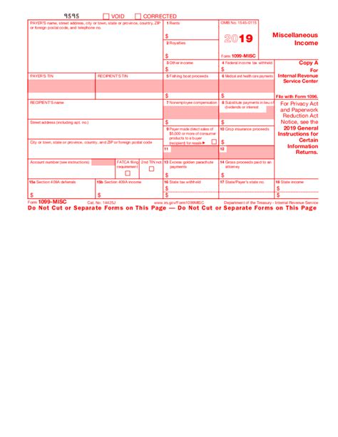 Form 1099 Misc 2018 Template Fill Online Printable Fillable Blank