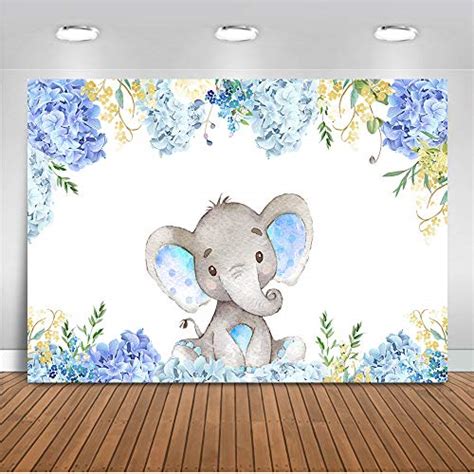 Mehofoto Boy Elephant Baby Shower Backdrop Light Blue