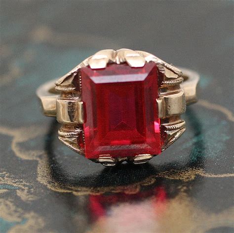 1930's 10K Synthetic Ruby Ring - Pippin Vintage Jewelry