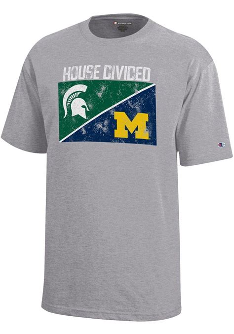 Michigan State And Michigan Youth Grey House Divided Short Sleeve T