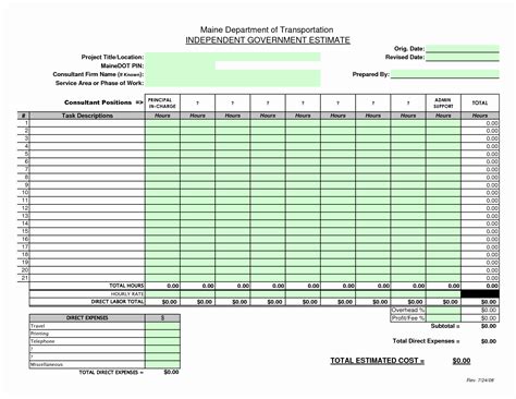 Labor Cost Spreadsheet Template