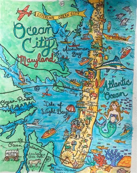 Ocean City Maryland Map Print Etsy