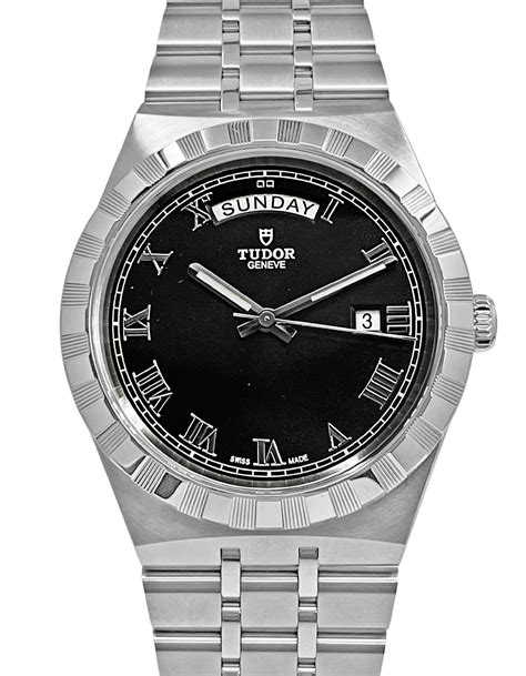 Tudor Royal 28600 Day Date Black Roman Numeral Dial Stainless Steel