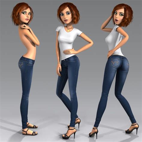 3ds Max Cartoon Character Young Woman Angie Cartoon Girl Rigged By Dmk76 Model Girls