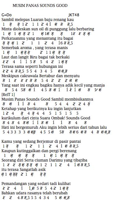 Not Angka Lagu Not Angka Pianika Lagu Jkt48 Musim Panas Sounds Good