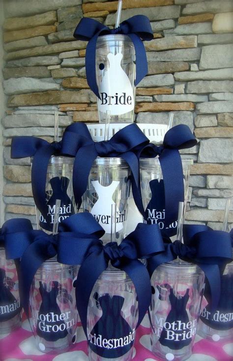 Set Of 7 Bridal Party Ts Personalized 16oz Acrylic Tumblers Ts
