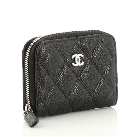 Chanel Cc Zip Coin Purse Quilted Caviar Small Rebag