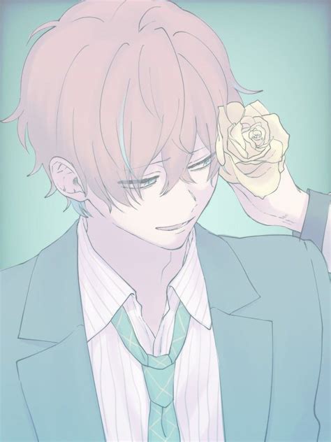 A Man In A Suit And Tie Holding A Rose Up To His Face With One Hand