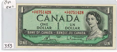 One Dollar Bill Canada 1954 Schmalz Auctions