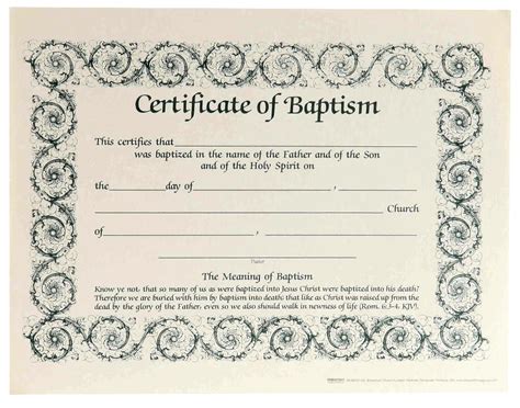 Certificate Baptism Decorative Border 6 Pack Koorong