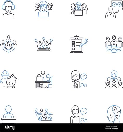 Senior Management Line Icons Collection Leadership Experience