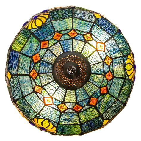 River Of Goods Swirling Shells Tiffany Style Stained Glass 20 H Table