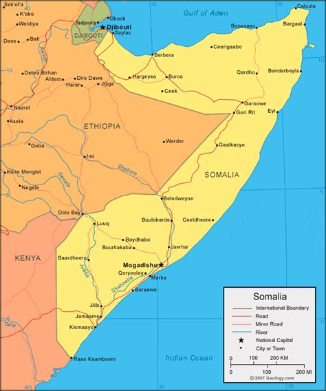 Bản đồ hành chính đất nước Somalia Somalia Map phóng to năm 2023 TH