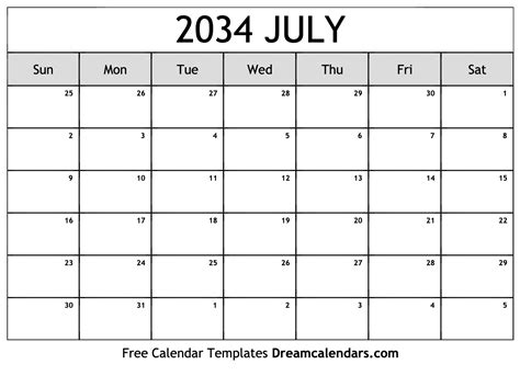 July 2034 Calendar Free Blank Printable With Holidays