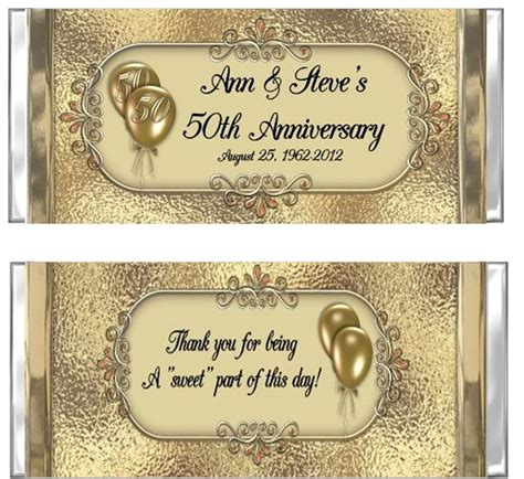 50th Wedding Anniversary Candy Wrappers Party Favors Personalized