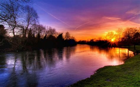 Sunset On The River Hd Desktop Wallpaper