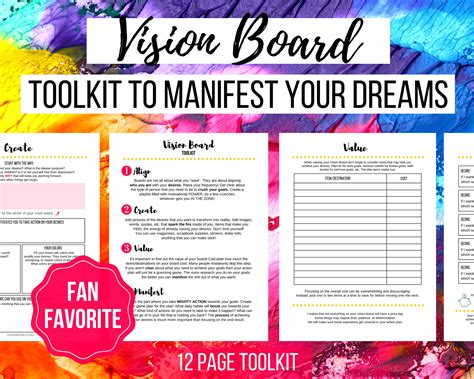 Vision Board Workbook Manifestation Planner Goal Setting Etsy
