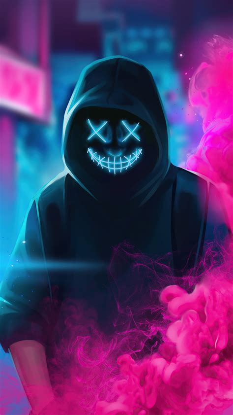 1080x1920 Neon Guy Mask Smiling 4k Iphone 76s6 Plus Pixel Xl One