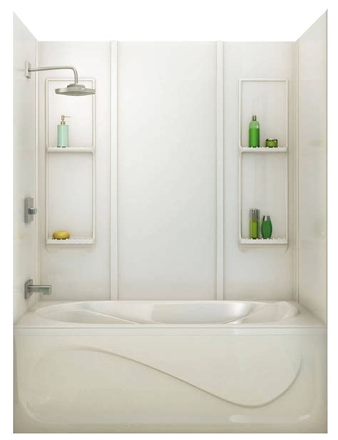 5 piece white wall kit is specially designed to fit 60 inch bathtubs that allow for the use of glue up walls. Maax Elan 5-Piece Bathtub Wall Kit, 48 - 61 in L x 30 - 32 ...