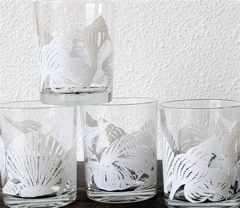 Seashell Drink Glasses Double Old Fashioned Cocktail Or Juice Etsy Glasses Drinking Juice