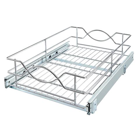 Line the basket up with the supports, making sure it's between the 2nd and 3rd wires at the front and back. Home Decorators Collection 14 in. W Wire Pull-Out Basket ...