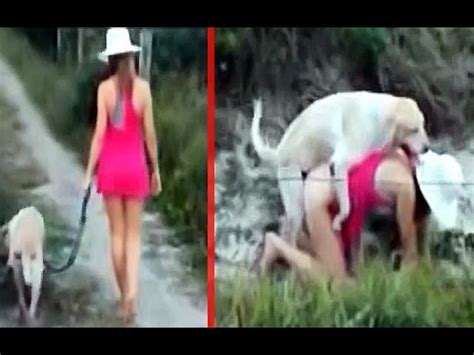 Xxx Girl Walks White Dog On The Leash And Lets Pet Fuck