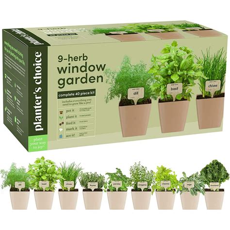 9 Herb Window Garden Indoor Organic Herb Growing Kit Kitchen