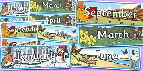Months Of The Year With Seasons Theme Display Posters Months In A