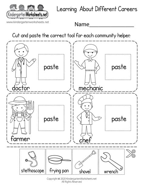 Learning About Different Careers Worksheet Free Printable Digital