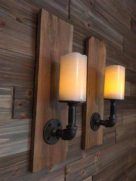 Reclaimed Rustic Wood Wide Candle Wall Sconce Rustic Cottage Chic