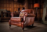 F50-1164 VICTORIAN STYLE CHESTNUT TAN BROWN LEATHER STUD CHESTERFIELD ...