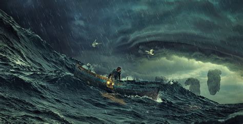 Storm At Sea 4k Ultra Hd Wallpaper Background Image 4718x2405