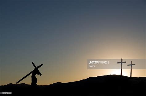 Jesus Christ Carrying The Cross On Good Friday High Res Stock Photo