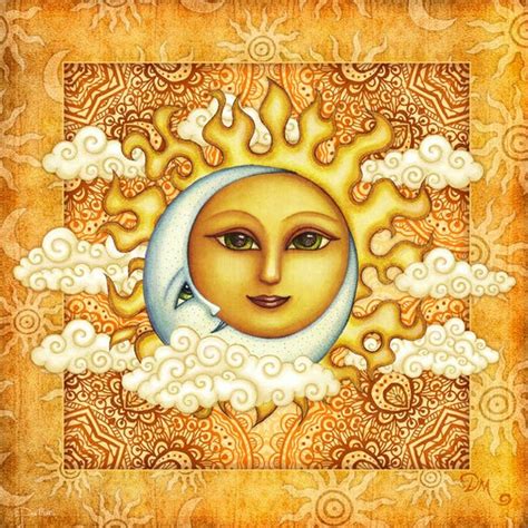 Danmorrisart Tapestry Sun Moon Clouds Premium Heavyweight Satin
