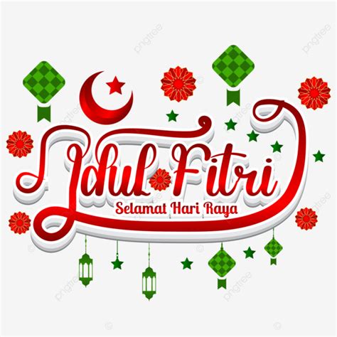 Lettering Of Selamat Hari Raya Idul Fitri Text Typography Vector Idul
