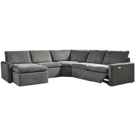 Hartsdale 5 Piece Power Reclining Sectional With Laf Chaise In Granite