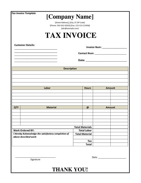 Invoice With Tax Template