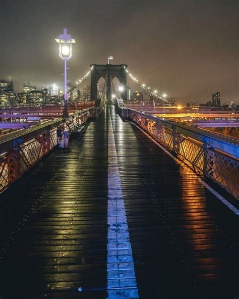 Brooklyn Bridge At Night By Sam Horine New York City Travel Brooklyn