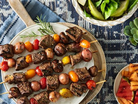 Grilled Sirloin Steak Kabobs With Garlic Rosemary Butter