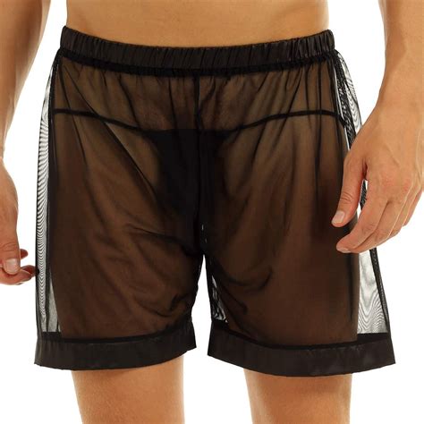 Yonghs Mens See Through Loose Boxer Shorts Sheer Mesh Quick Dry Lounge