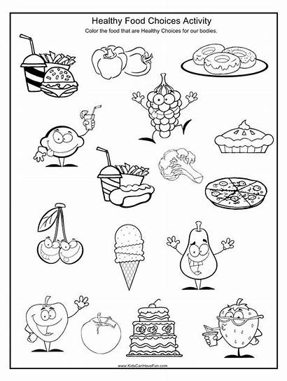 Healthy Unhealthy Recipes Coloring Eating Choices Sheets