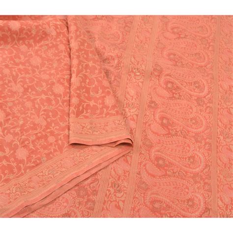 Sanskriti Vintage Peach Sarees Pure Tissue Silk Tanchoi Craft Fabric S