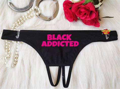 Black Addicted Thong Queen Of Spades I Love BBC Panties QOS Etsy