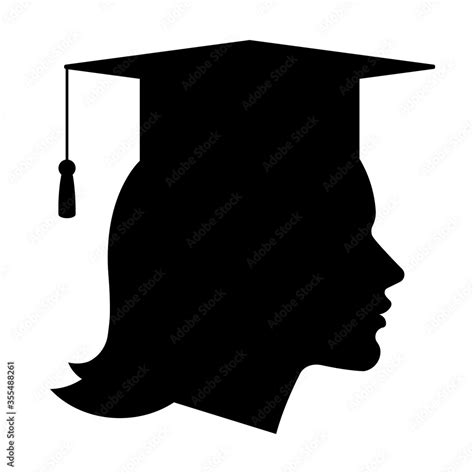 Graduate Student Silhouette Of Woman In Graduation Cap The Concept