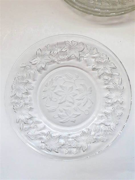 Vintage Princess House Fantasia Clear Pressed Plateware Floral Design