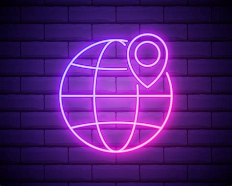 Pin On The Globe Neon Icon Elements Of Navigation Set Simple Icon For