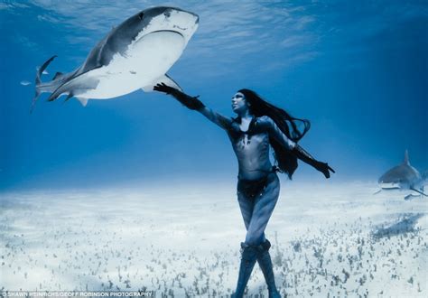 Hannah Fraser Model Swims With 16ft Killer Tiger Sharks In Images By