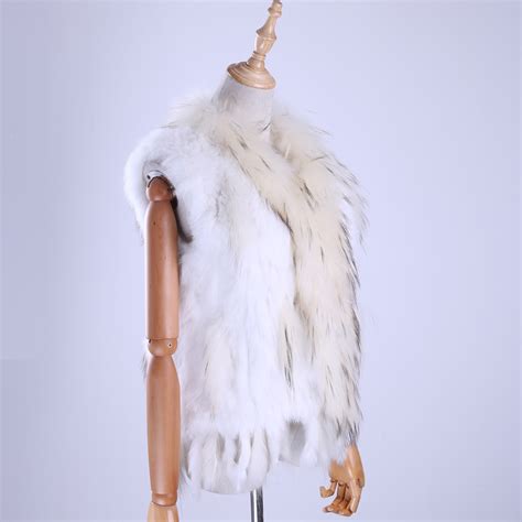 Women Rabbit Knitted Genuine Fur Vests Tassel Real Fur Vest Raccoon Collar 2023 Aliexpress