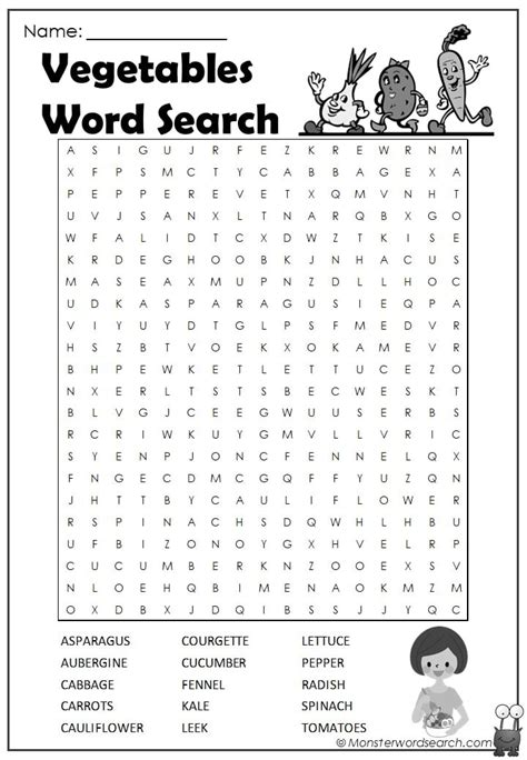 Vegetables Word Search B