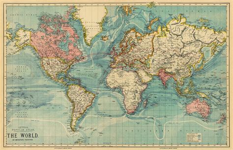 Vintage World Political Map Poster Matte Paper Canvas Detailed